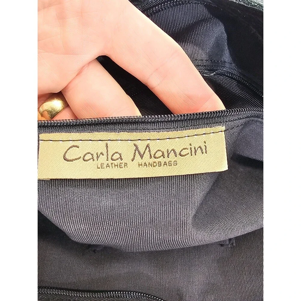 VINTAGE Carla Mancini Black Leather‎ Cowhide Shoulder Bag Purse Crossbody EUC